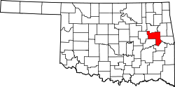 Map of Oklahoma highlighting Muskogee County.svg