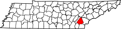 Map of Tennessee highlighting McMinn County.svg