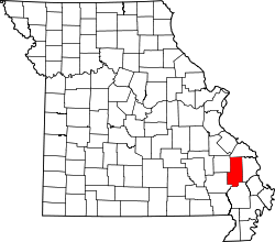 Map of Missouri highlighting Bollinger County.svg
