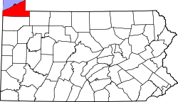 Map of Pennsylvania highlighting Erie County.svg
