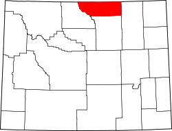 Map of Wyoming highlighting Sheridan County.svg