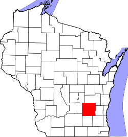 Map of Wisconsin highlighting Dodge County.svg