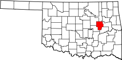 Map of Oklahoma highlighting Okmulgee County.svg