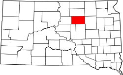 Map of South Dakota highlighting Faulk County.svg