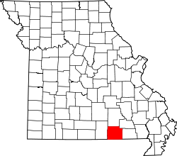 Map of Missouri highlighting Oregon County.svg
