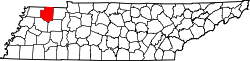 Map of Tennessee highlighting Weakley County.svg