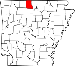 Map of Arkansas highlighting Marion County.svg