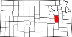 Map of Kansas highlighting Lyon County.svg