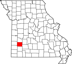 Map of Missouri highlighting Dade County.svg