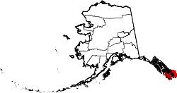 Map of Alaska highlighting Prince of Wales-Outer Ketchikan Census Area.svg