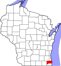 Map of Wisconsin highlighting Racine County.svg