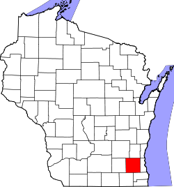 Map of Wisconsin highlighting Waukesha County.svg
