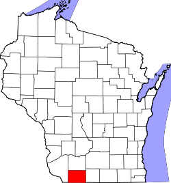 Map of Wisconsin highlighting Lafayette County.svg