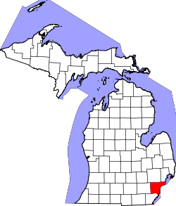 Map of Michigan highlighting Wayne County.svg