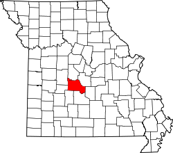 Map of Missouri highlighting Camden County.svg