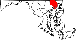 Map of Maryland highlighting Harford County.svg