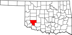 Map of Oklahoma highlighting Kiowa County.svg