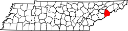 Map of Tennessee highlighting Cocke County.svg