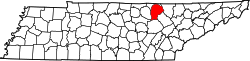 Map of Tennessee highlighting Fentress County.svg