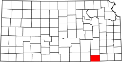 Map of Kansas highlighting Chautauqua County.svg