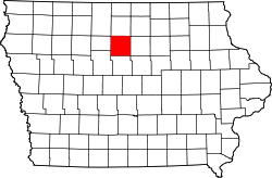 Map of Iowa highlighting Wright County.svg