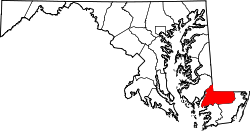 Map of Maryland highlighting Wicomico County.svg