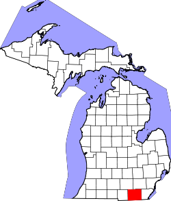 Map of Michigan highlighting Lenawee County.svg