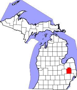 Map of Michigan highlighting Lapeer County.svg