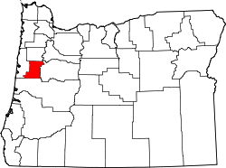 Map of Oregon highlighting Benton County.svg