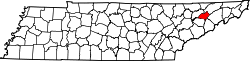 Map of Tennessee highlighting Hamblen County.svg