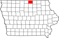 Map of Iowa highlighting Worth County.svg
