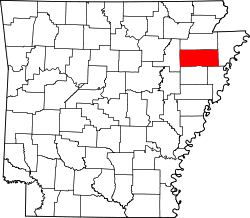 Map of Arkansas highlighting Poinsett County.svg