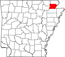 Map of Arkansas highlighting Greene County.svg