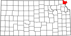 Map of Kansas highlighting Doniphan County.svg