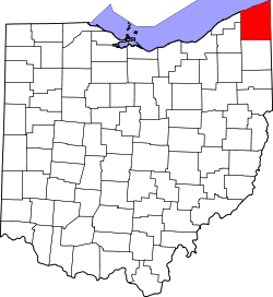 Map of Ohio highlighting Ashtabula County.svg