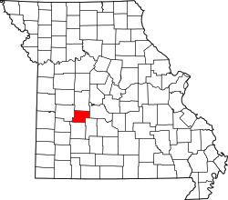 Map of Missouri highlighting Hickory County.svg