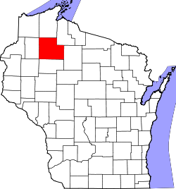 Map of Wisconsin highlighting Sawyer County.svg