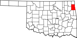 Map of Oklahoma highlighting Delaware County.svg