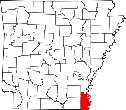 Map of Arkansas highlighting Chicot County.svg