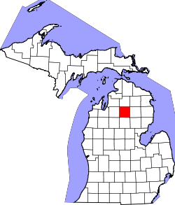 Map of Michigan highlighting Crawford County.svg