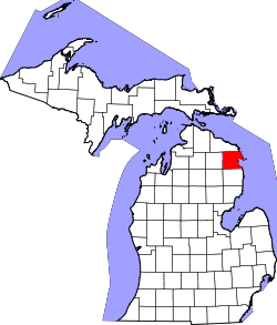 Map of Michigan highlighting Alpena County.svg