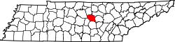 Map of Tennessee highlighting DeKalb County.svg