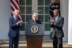 2016 March 16 Merrick Garland at podium with Obama and Biden.jpeg