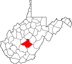 Map of West Virginia highlighting Nicholas County.svg